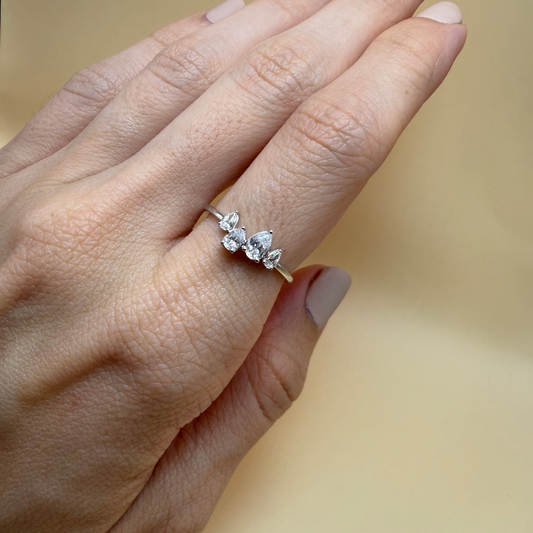 Anillo Gotas Diamantes Naturles